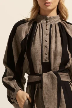 zoe kratzmann Dresses|Import Dress-Black/Stone Stripe