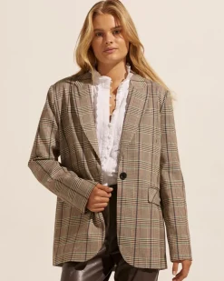 zoe kratzmann Jackets|Index Jacket-Navy/Chocolate Check