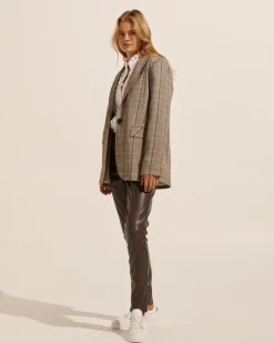 zoe kratzmann Jackets|Index Jacket-Navy/Chocolate Check