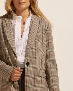 zoe kratzmann Jackets|Index Jacket-Navy/Chocolate Check