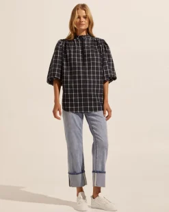 zoe kratzmann Tops|Lilt Top-Black Check