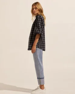 zoe kratzmann Tops|Lilt Top-Black Check