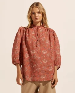 zoe kratzmann Tops|Lilt Top-Rust Paisley