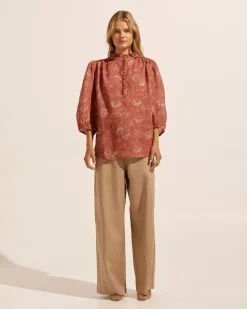 zoe kratzmann Tops|Lilt Top-Rust Paisley