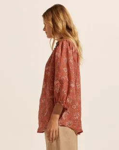 zoe kratzmann Tops|Lilt Top-Rust Paisley