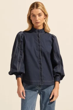 zoe kratzmann Tops|Oblige Top-Indigo