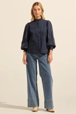 zoe kratzmann Tops|Oblige Top-Indigo