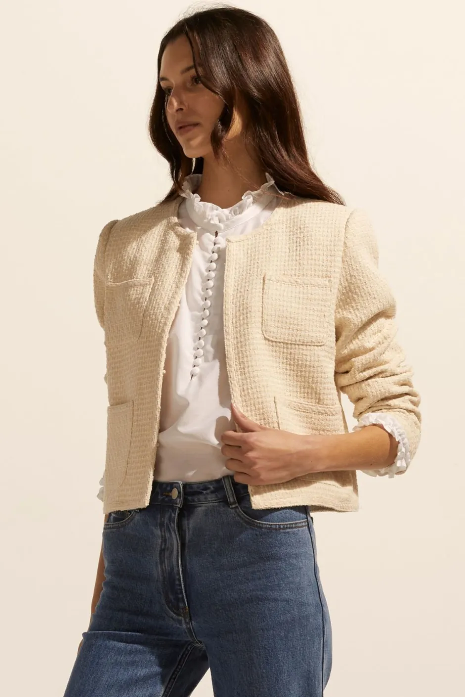 zoe kratzmann Jackets|Patron Jacket-Ecru Boucle