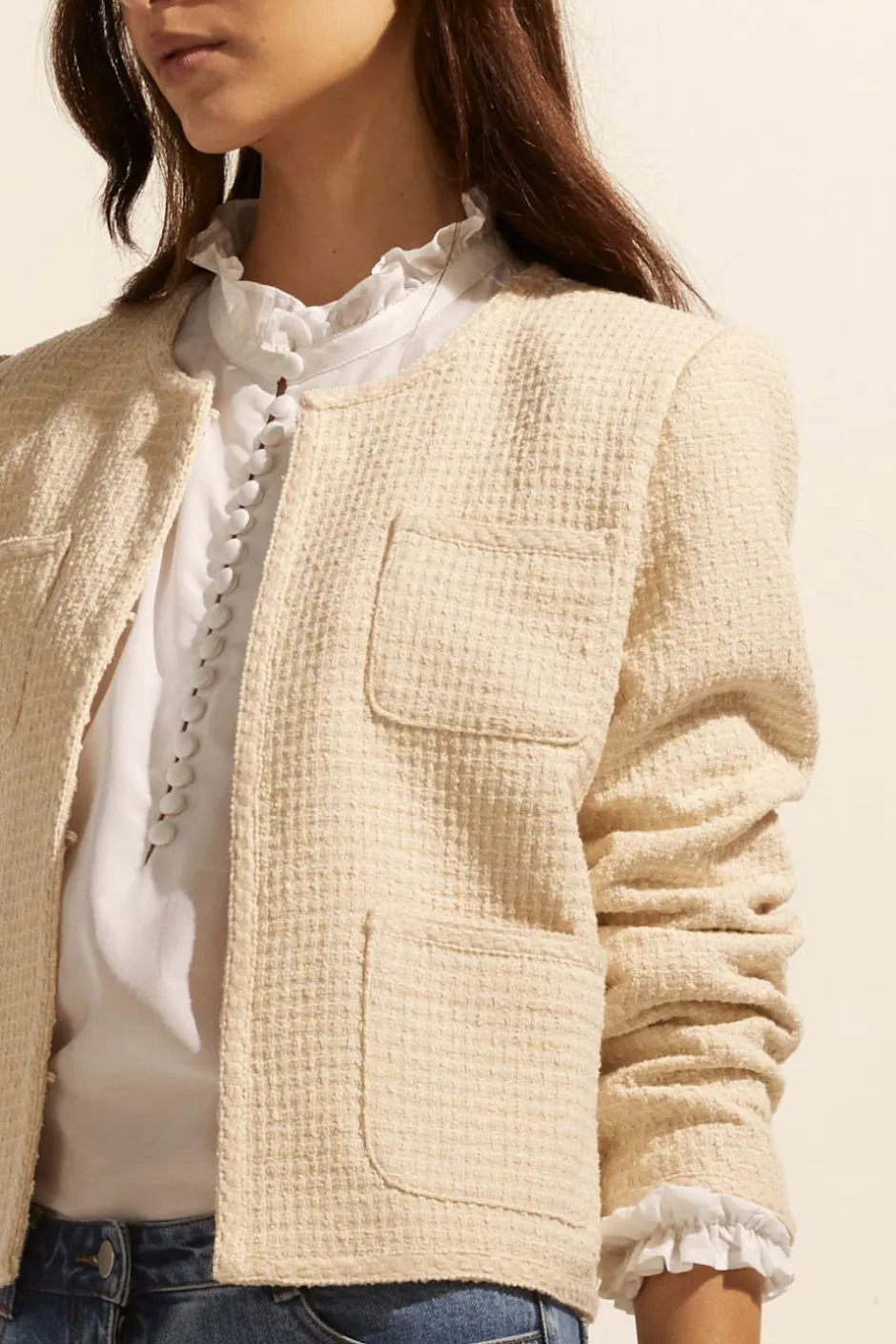 zoe kratzmann Jackets|Patron Jacket-Ecru Boucle