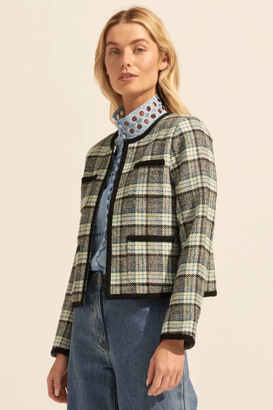 zoe kratzmann Jackets|Patron Jacket-Green Check