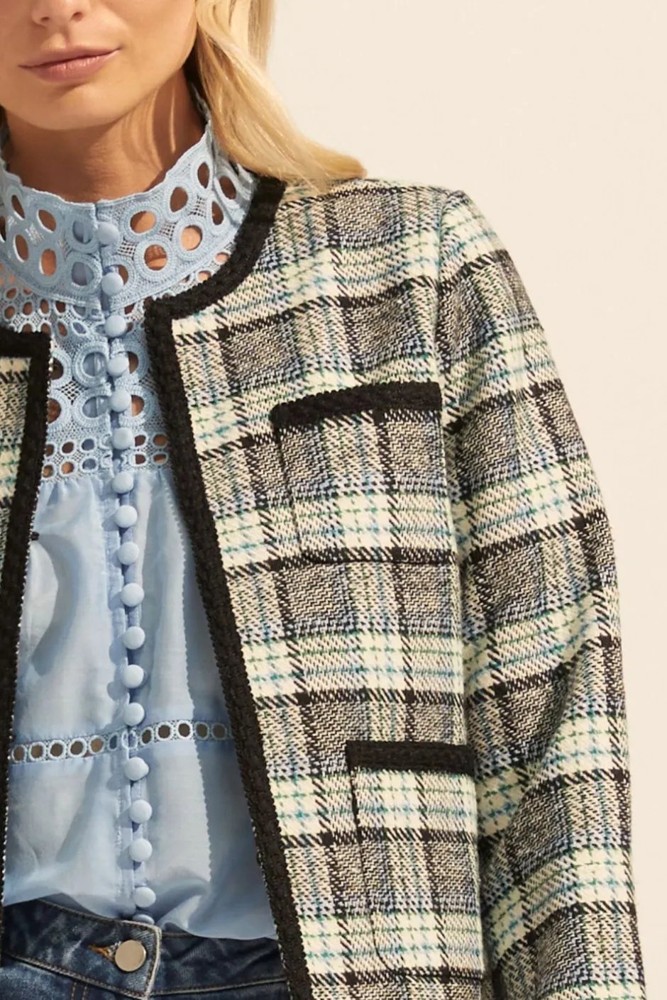 zoe kratzmann Jackets|Patron Jacket-Green Check