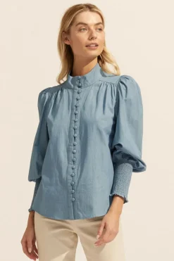 zoe kratzmann Tops|Pier Top-Chambray