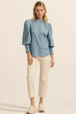 zoe kratzmann Tops|Pier Top-Chambray