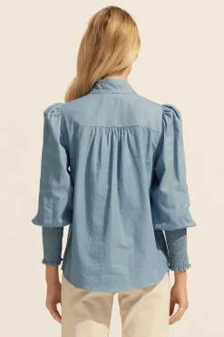 zoe kratzmann Tops|Pier Top-Chambray