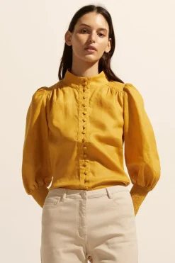 zoe kratzmann Tops|Pier Top-Ochre