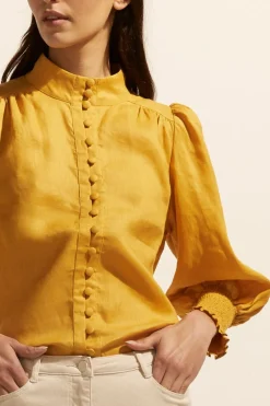 zoe kratzmann Tops|Pier Top-Ochre