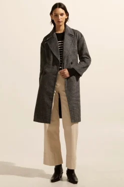 zoe kratzmann Coats|Pillar Coat-Black Mini Check