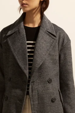 zoe kratzmann Coats|Pillar Coat-Black Mini Check