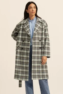 zoe kratzmann Coats|Pillar Coat-Green Check