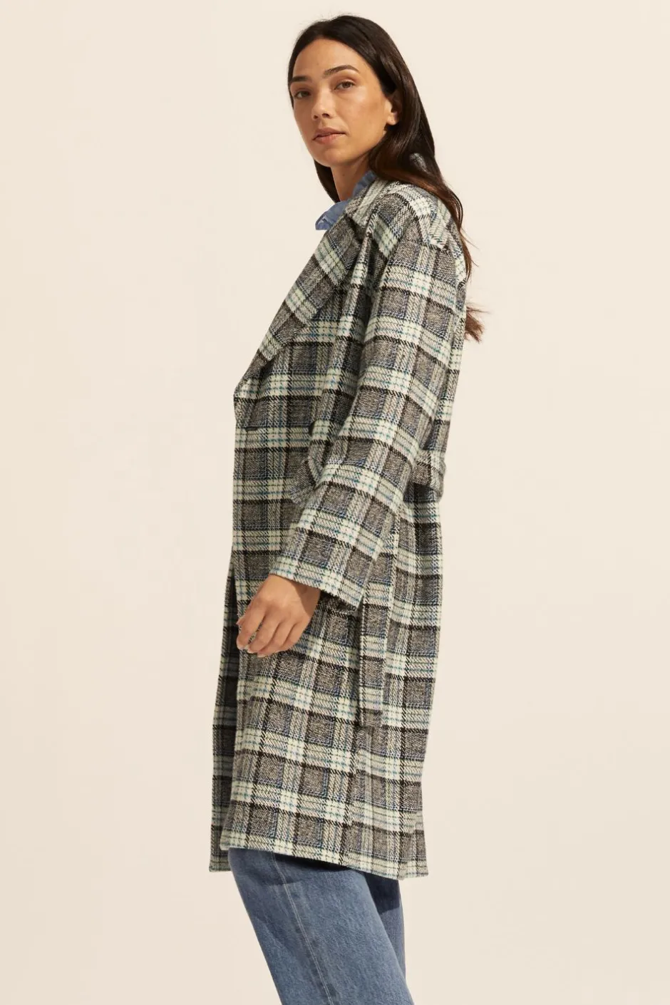 zoe kratzmann Coats|Pillar Coat-Green Check