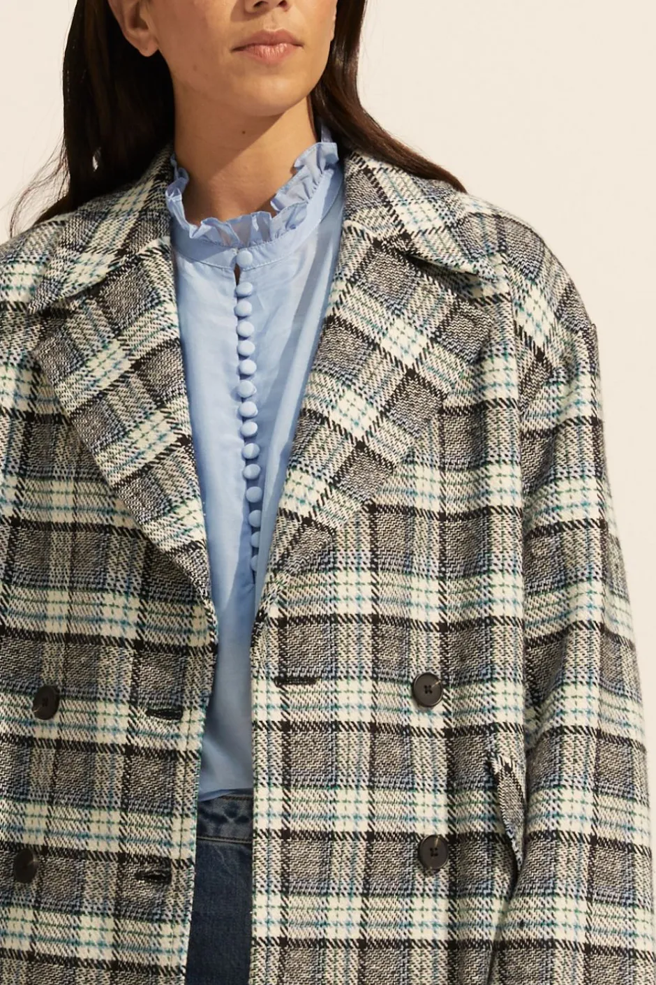 zoe kratzmann Coats|Pillar Coat-Green Check