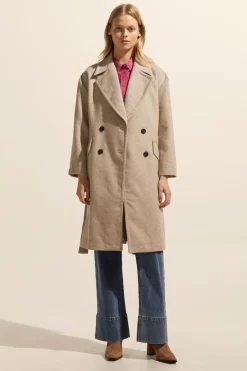 zoe kratzmann Coats|Pillar Coat-Stone Mini Check