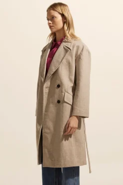 zoe kratzmann Coats|Pillar Coat-Stone Mini Check
