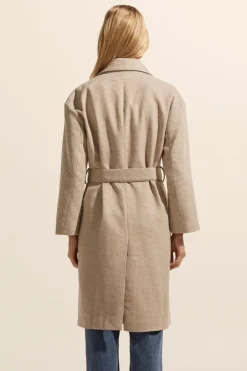 zoe kratzmann Coats|Pillar Coat-Stone Mini Check