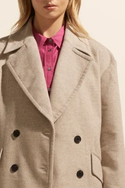 zoe kratzmann Coats|Pillar Coat-Stone Mini Check
