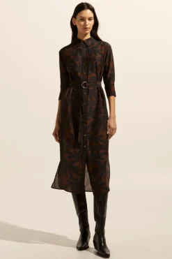 zoe kratzmann Dresses|Pinpoint Dress-Choc Frond