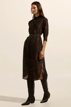 zoe kratzmann Dresses|Pinpoint Dress-Choc Frond