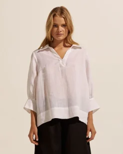 zoe kratzmann Tops|Quiver Top-Porcelain