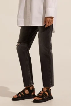 zoe kratzmann Bottoms|React Jean-Distressed Black