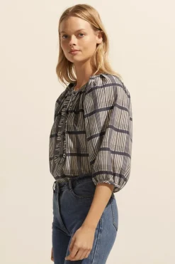 zoe kratzmann Tops|Refine Top-Ink/Porcelain Check