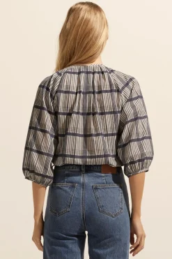 zoe kratzmann Tops|Refine Top-Ink/Porcelain Check