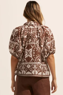 zoe kratzmann Tops|Roam Top-Choc Mosaic