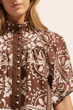 zoe kratzmann Tops|Roam Top-Choc Mosaic