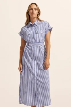 zoe kratzmann Dresses|Rote Dress-Cobalt Stripe