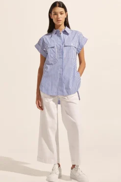 zoe kratzmann Tops|Sequel Top-Cobalt Stripe