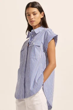 zoe kratzmann Tops|Sequel Top-Cobalt Stripe