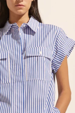 zoe kratzmann Tops|Sequel Top-Cobalt Stripe