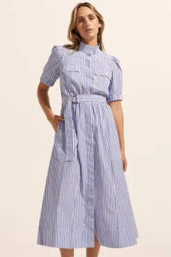 zoe kratzmann Dresses|Starling Dress-Cobalt Stripe