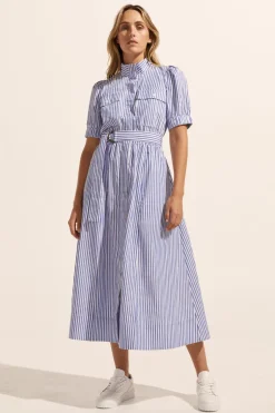 zoe kratzmann Dresses|Starling Dress-Cobalt Stripe