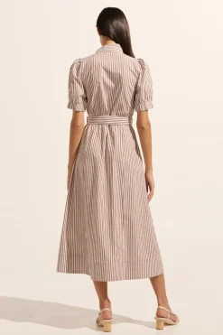 zoe kratzmann Dresses|Starling Dress-Mocha Stripe
