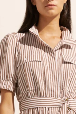 zoe kratzmann Dresses|Starling Dress-Mocha Stripe