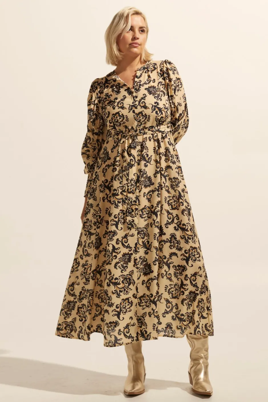 zoe kratzmann Dresses|Tangent Dress-Ochre Floral