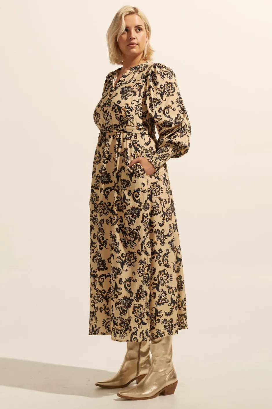 zoe kratzmann Dresses|Tangent Dress-Ochre Floral