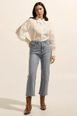 zoe kratzmann Bottoms|Tariff Jean-Washed Denim