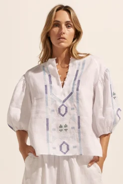 zoe kratzmann Tops|Theme Top-Azure Embroid