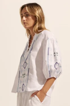 zoe kratzmann Tops|Theme Top-Azure Embroid